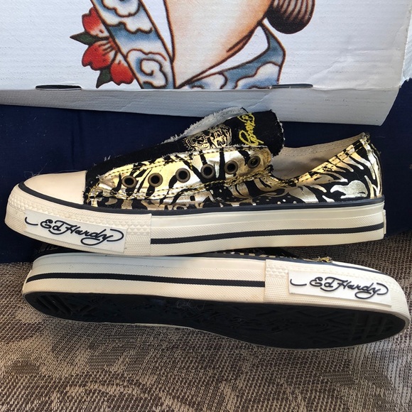 🐯Don.Ed Hardy designs Tiger Gold Pop Art Vintage Slip on sneakers - Picture 5 of 7